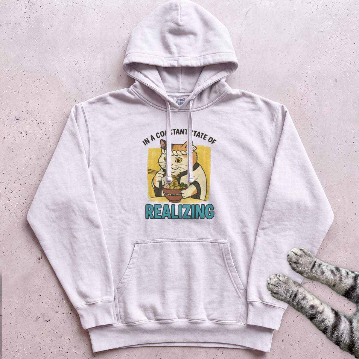 In a Constant State of Realizing Cat Hoodie - White