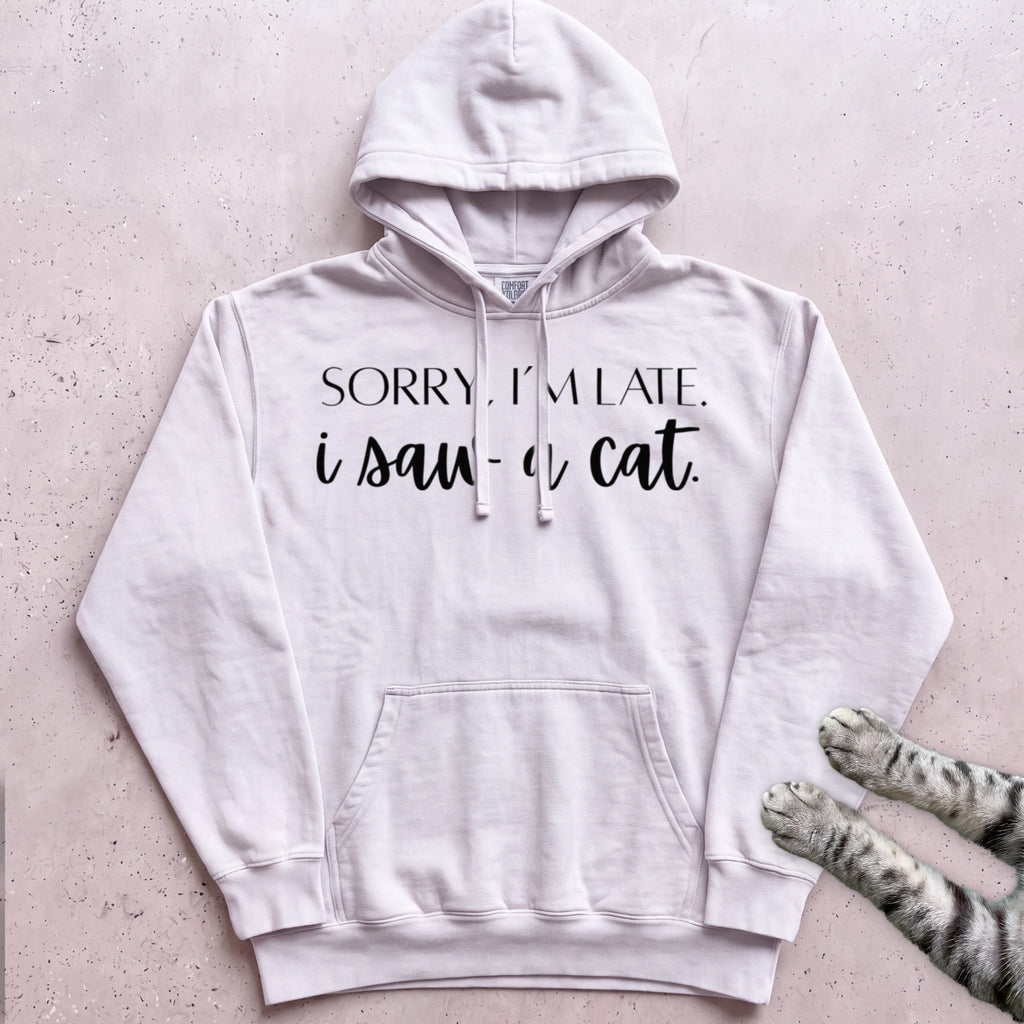 Sorry, I’m Late I Saw A Cat Hoodie - White