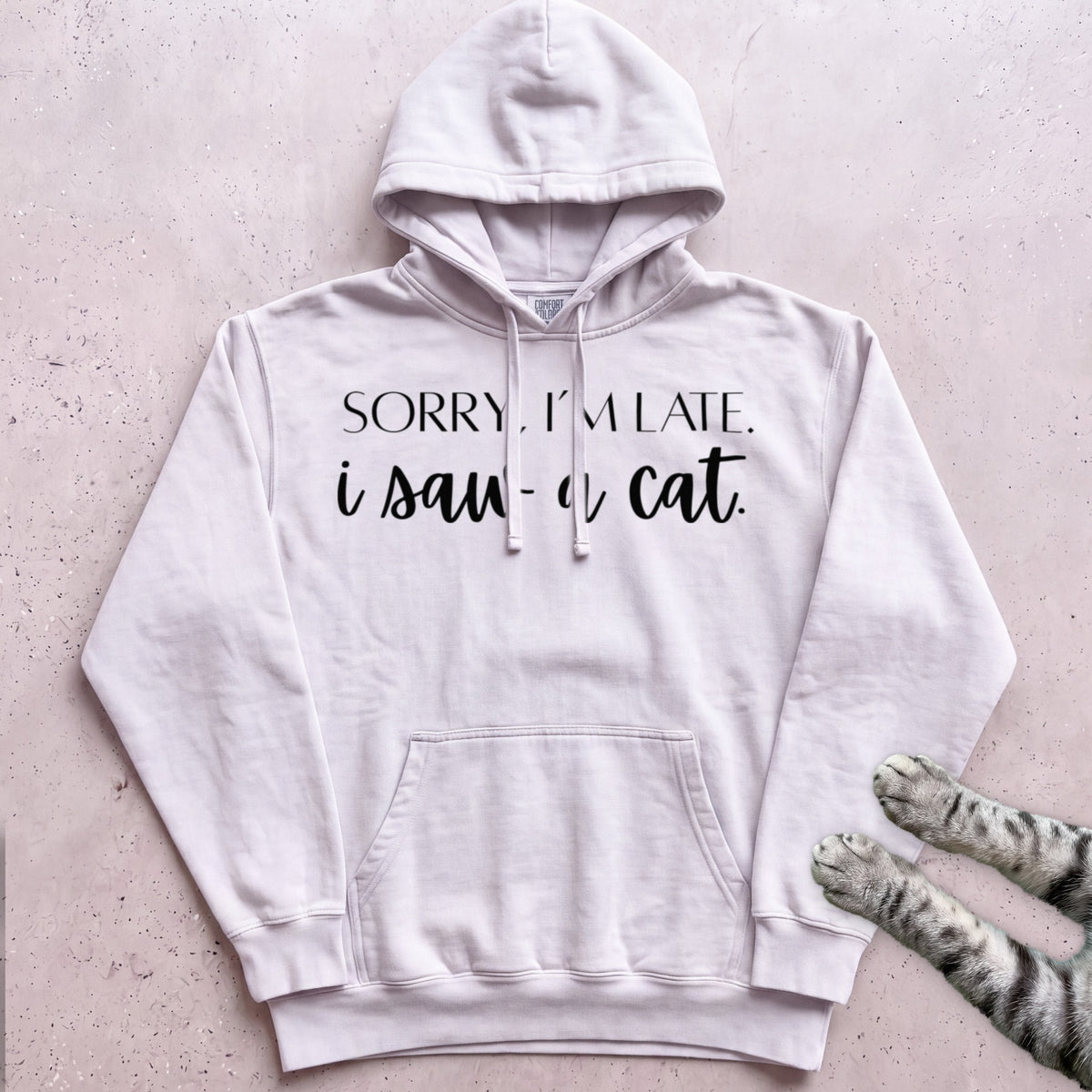 Sorry, I’m Late I Saw A Cat Hoodie - White