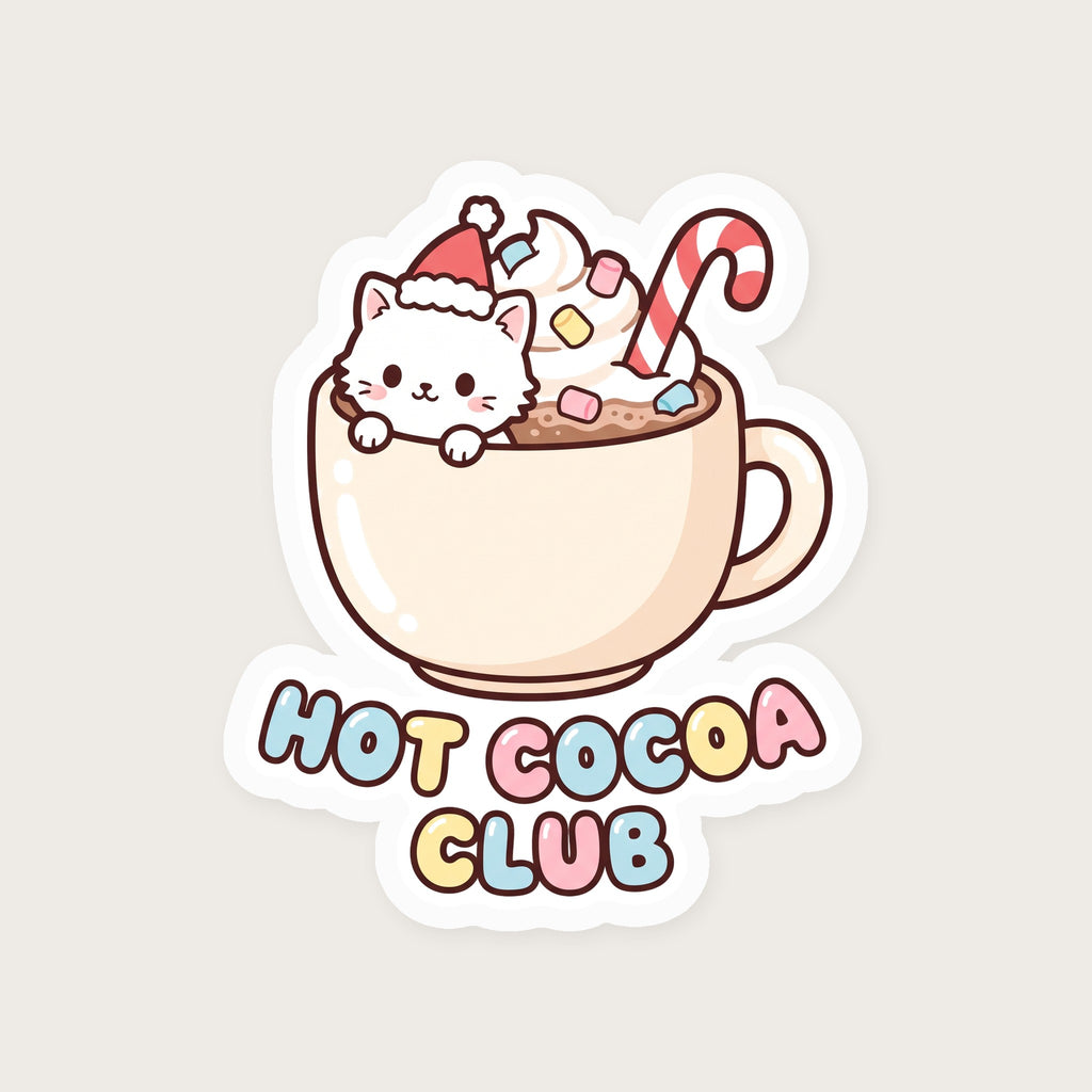Hot Cocoa Club Cat Sticker print detail