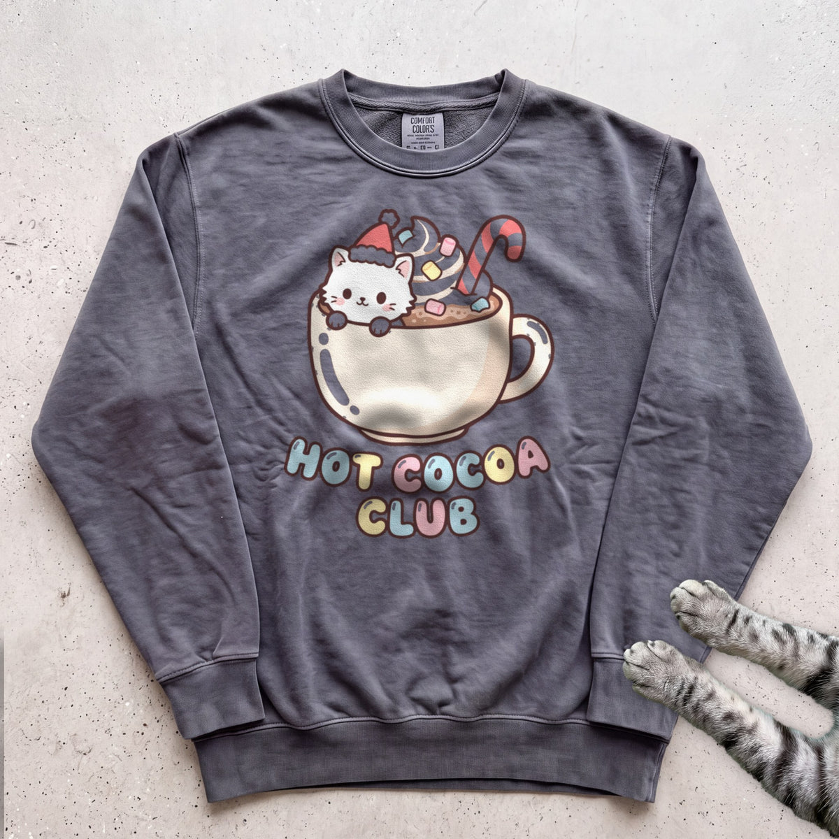 Hot Cocoa Club Cat Sweatshirt - Pepper