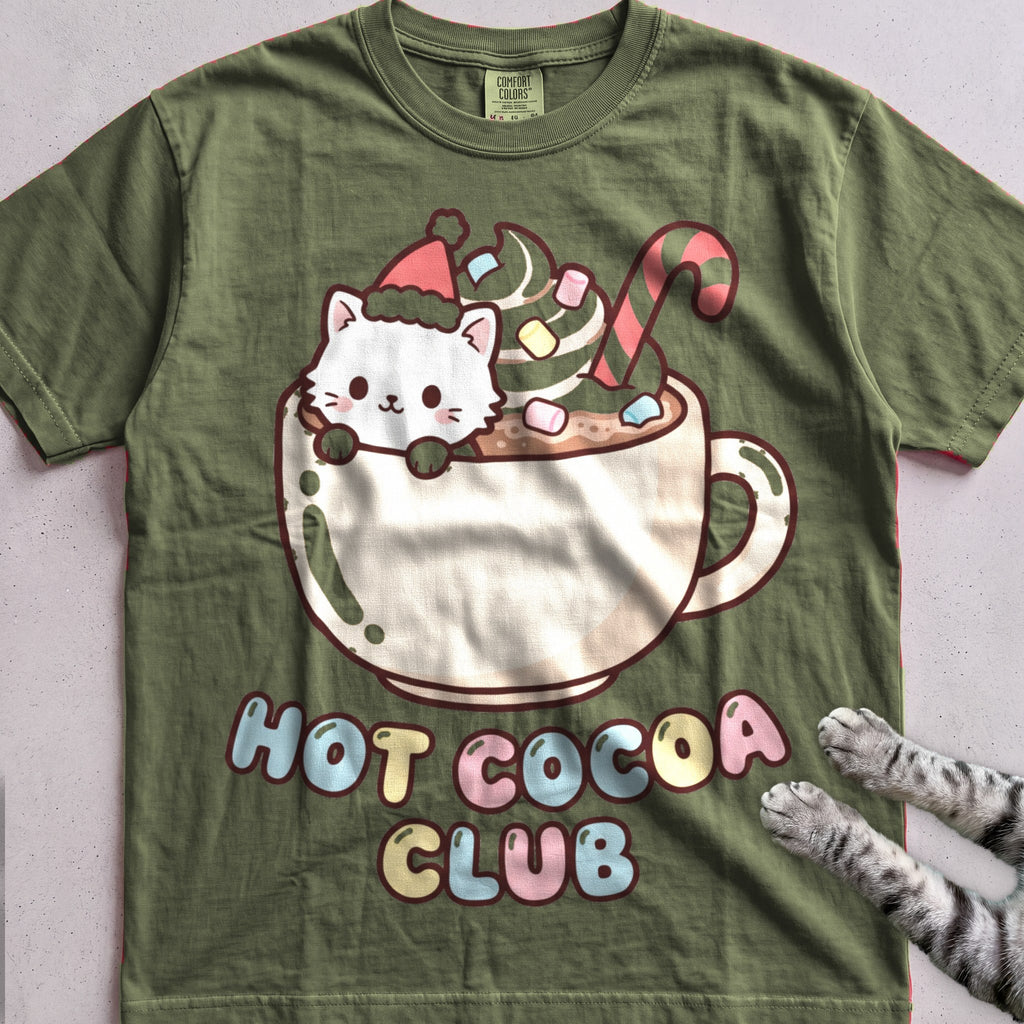 Hot Cocoa Club Cat T-Shirt - Hemp