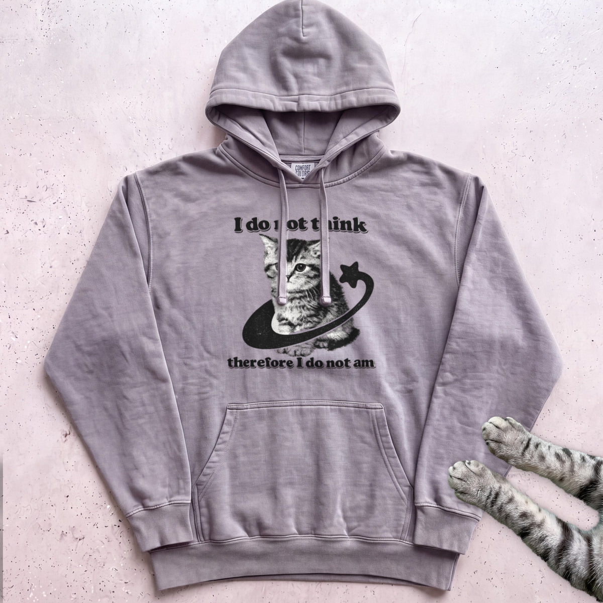 I Do Not Think Therefore I Do Not Am Cat Hoodie - Grey