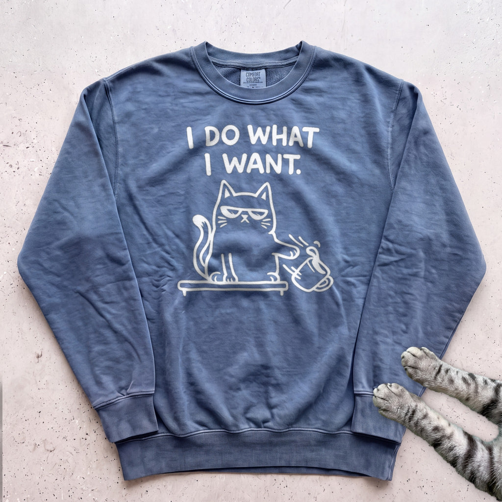 I Do What I Want Cat Sweatshirt - Blue Jean