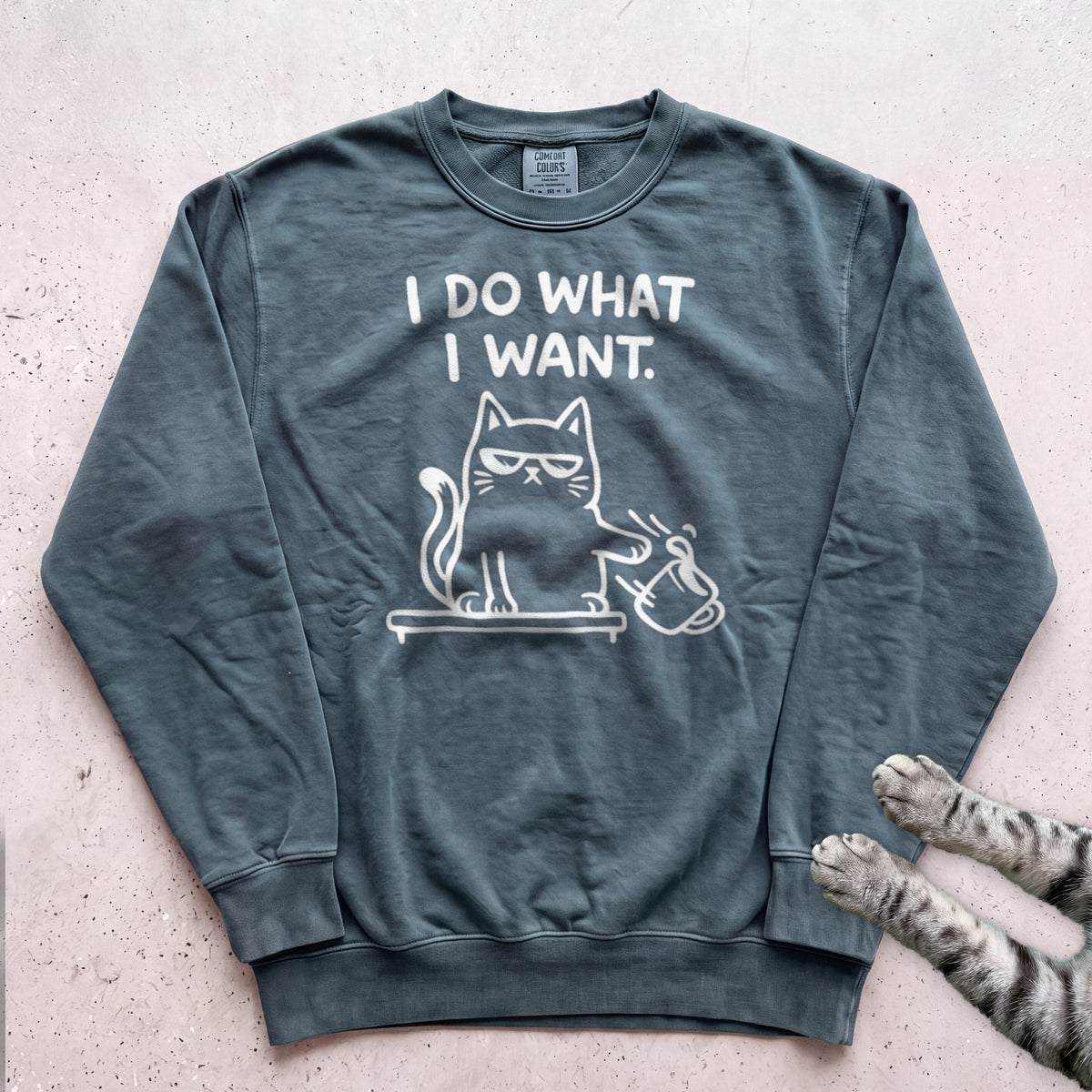 I Do What I Want Cat Sweatshirt - Blue Spruce