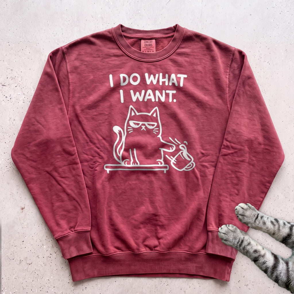 I Do What I Want Cat Sweatshirt - Crimson
