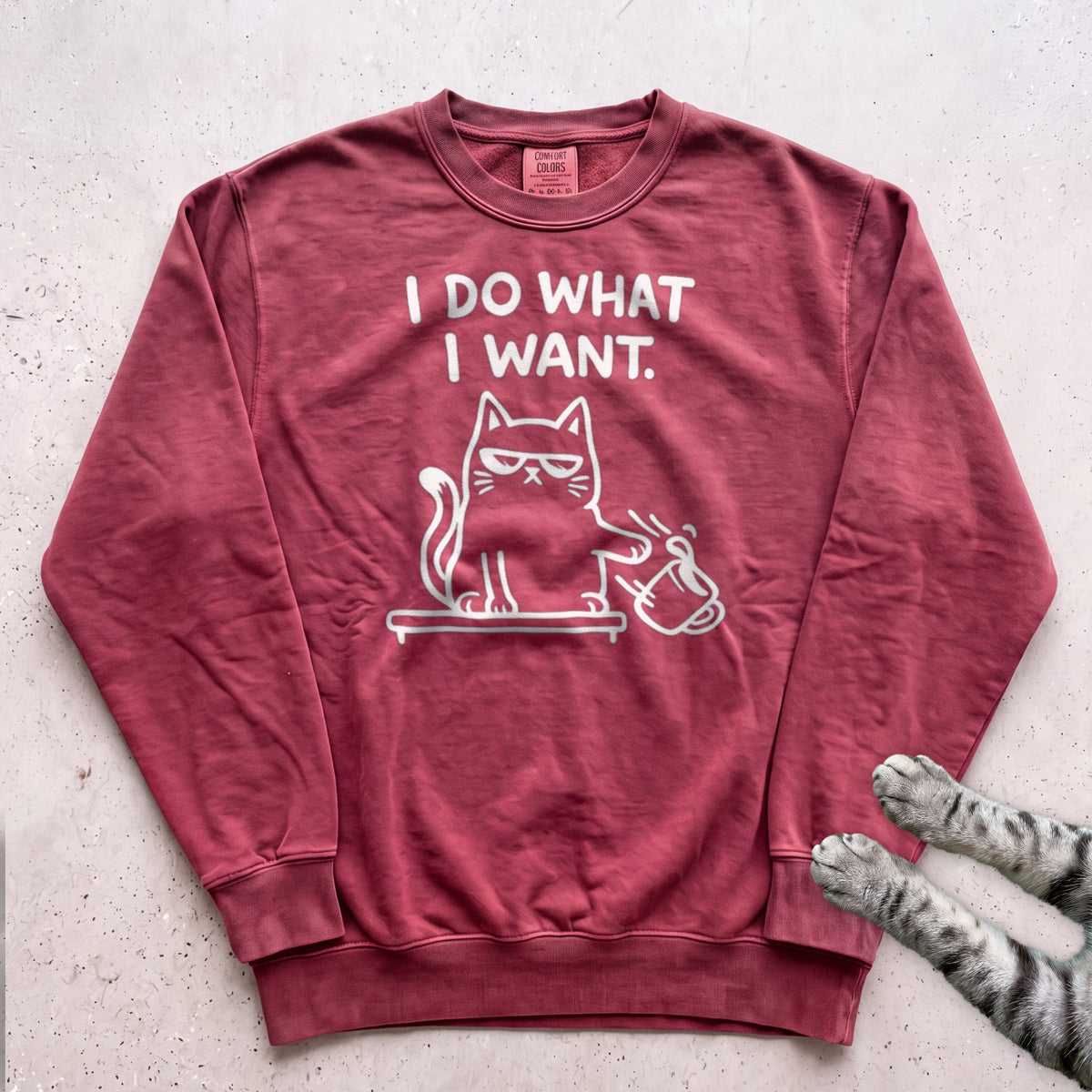 I Do What I Want Cat Sweatshirt - Crimson