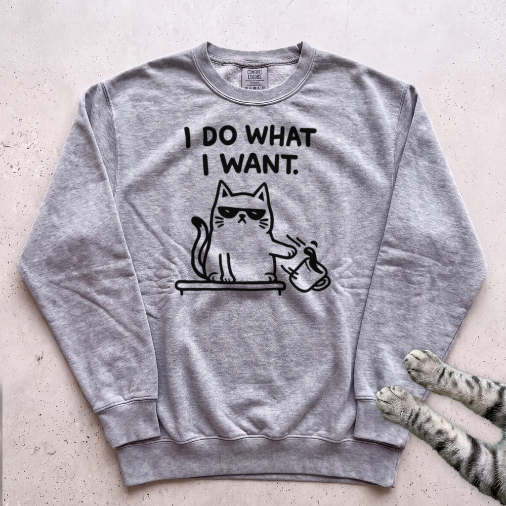 I Do What I Want Cat Sweatshirt - Grey