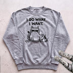 I Do What I Want Cat Sweatshirt - Grey