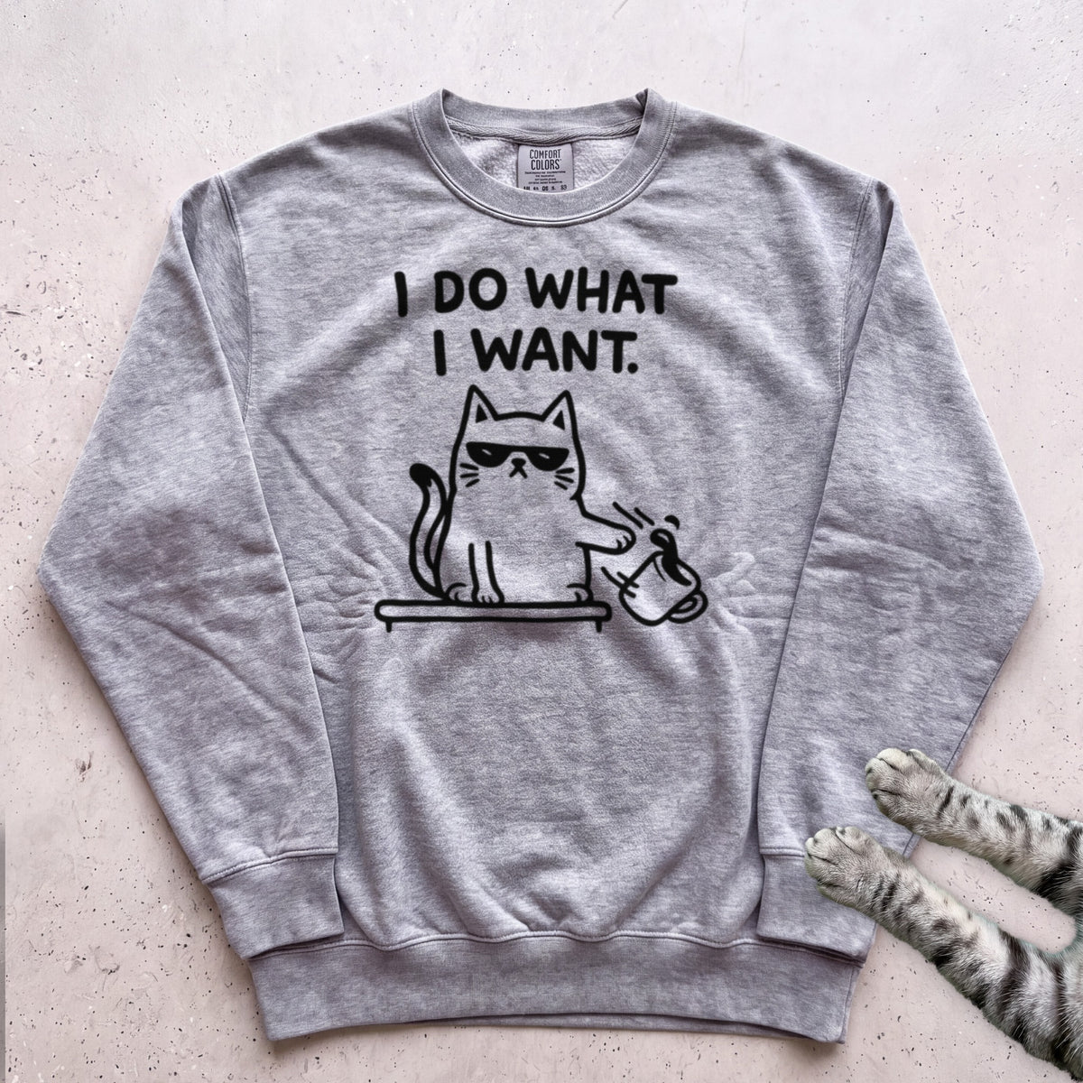 I Do What I Want Cat Sweatshirt - Grey