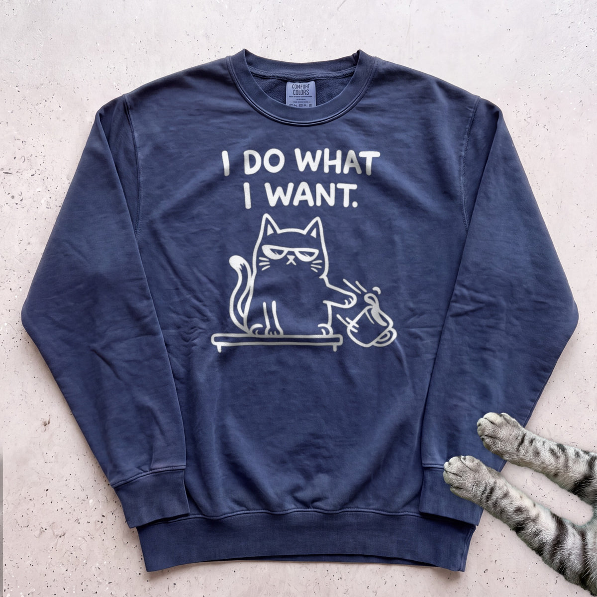 I Do What I Want Cat Sweatshirt - True Navy