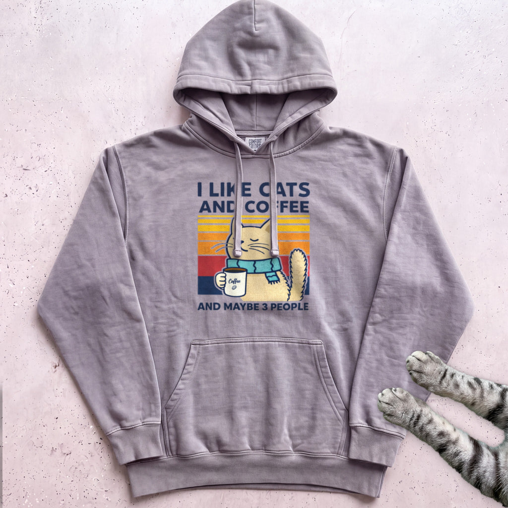 I Like Cats And Coffee Hoodie - Grey
