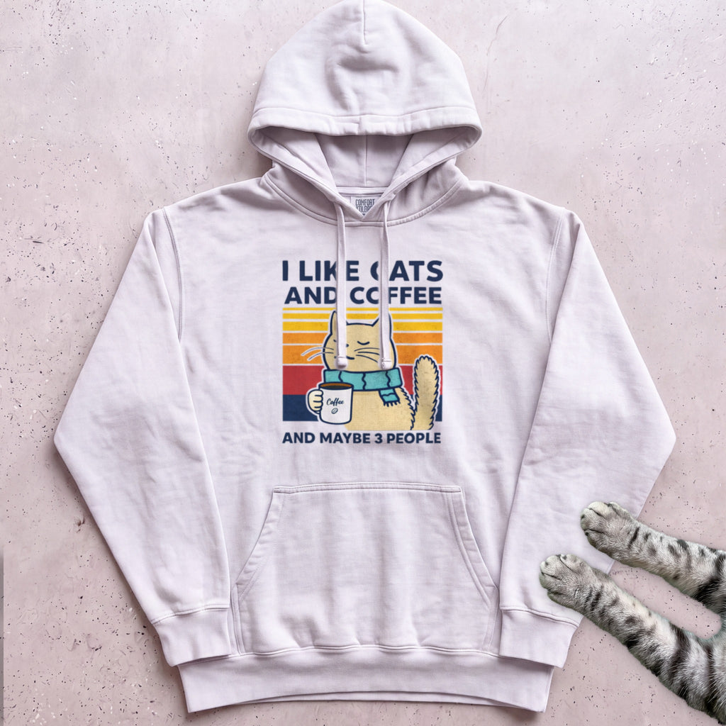 I Like Cats And Coffee Hoodie - White