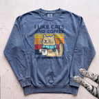 I Like Cats And Coffee Sweatshirt - Blue Jean
