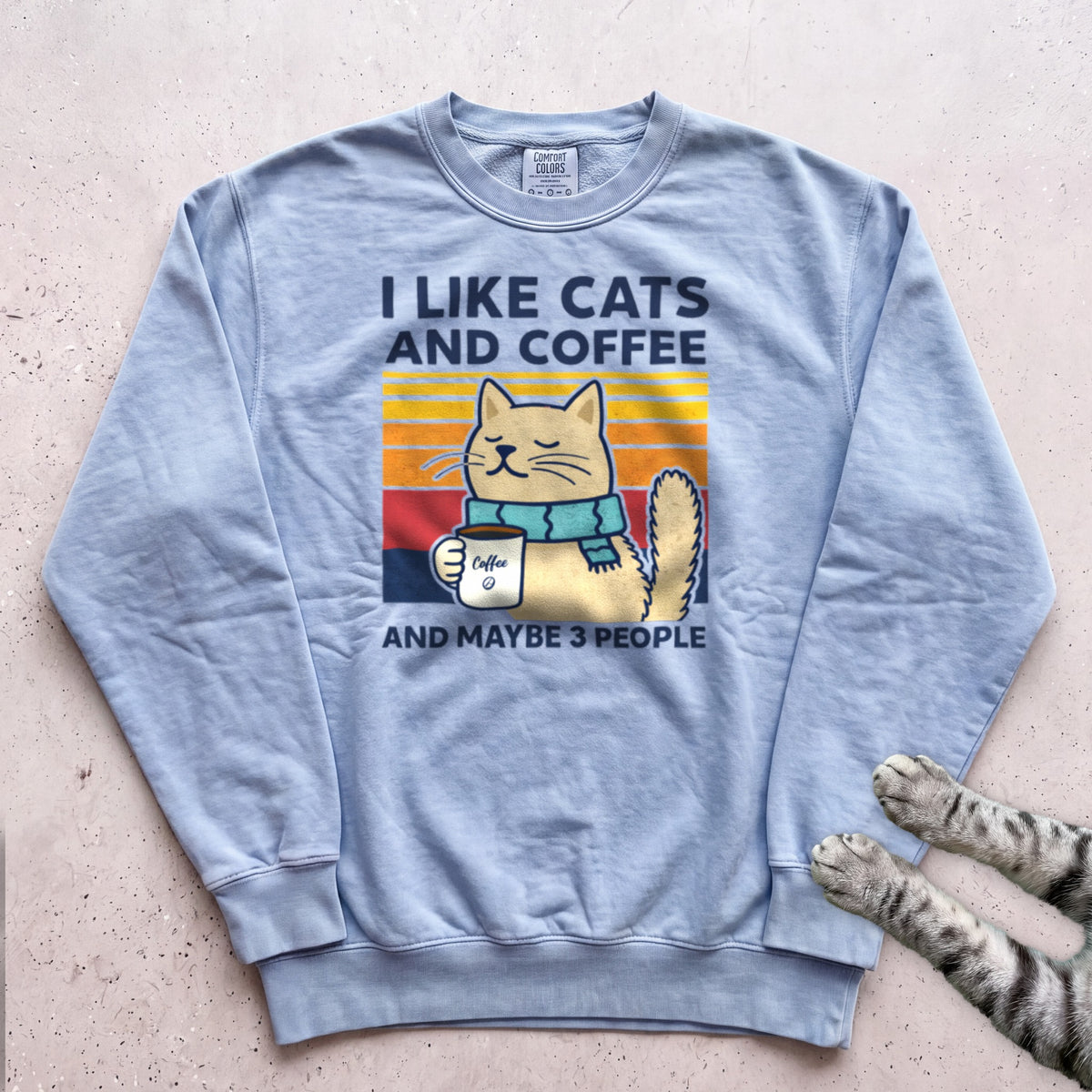 I Like Cats And Coffee Sweatshirt - Chambray
