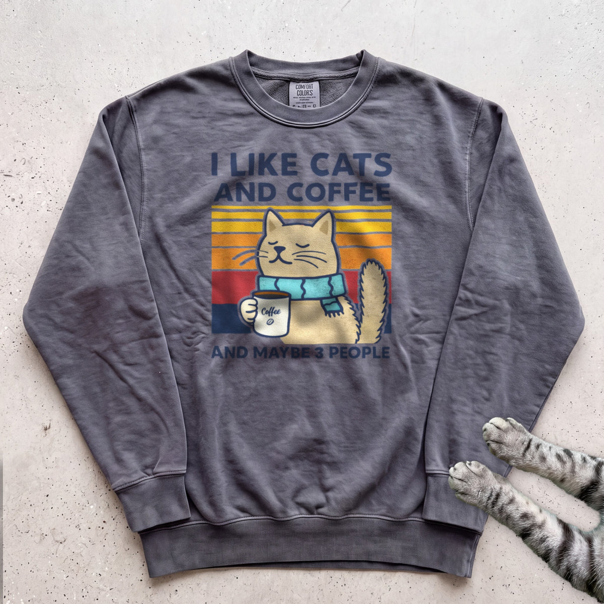 I Like Cats And Coffee Sweatshirt - Pepper