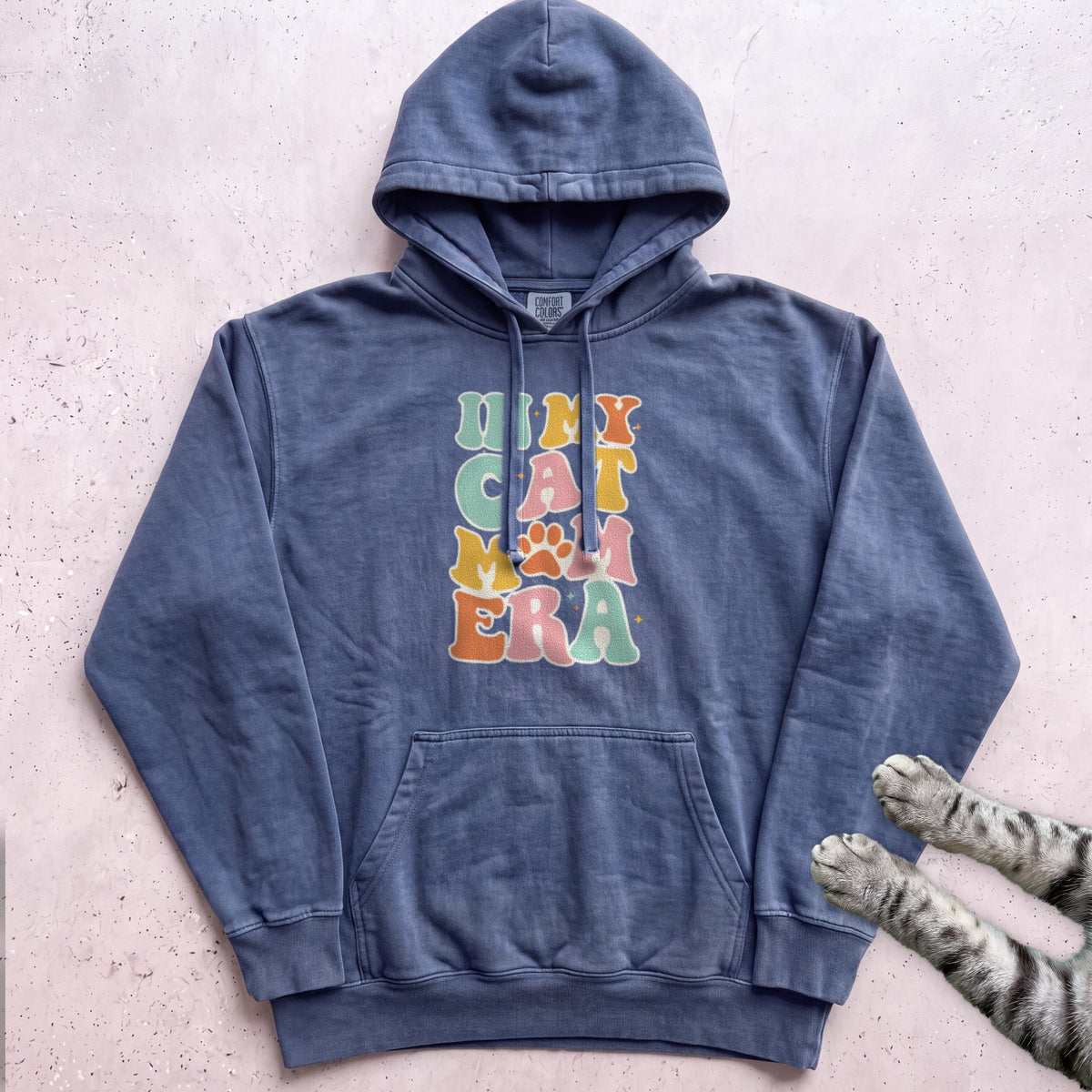 In My Cat Mom Era Hoodie - Denim