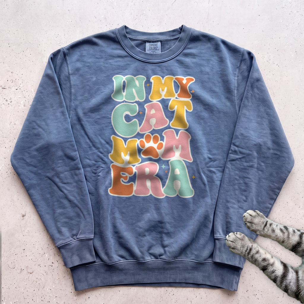 In My Cat Mom Era Sweatshirt - Blue Jean
