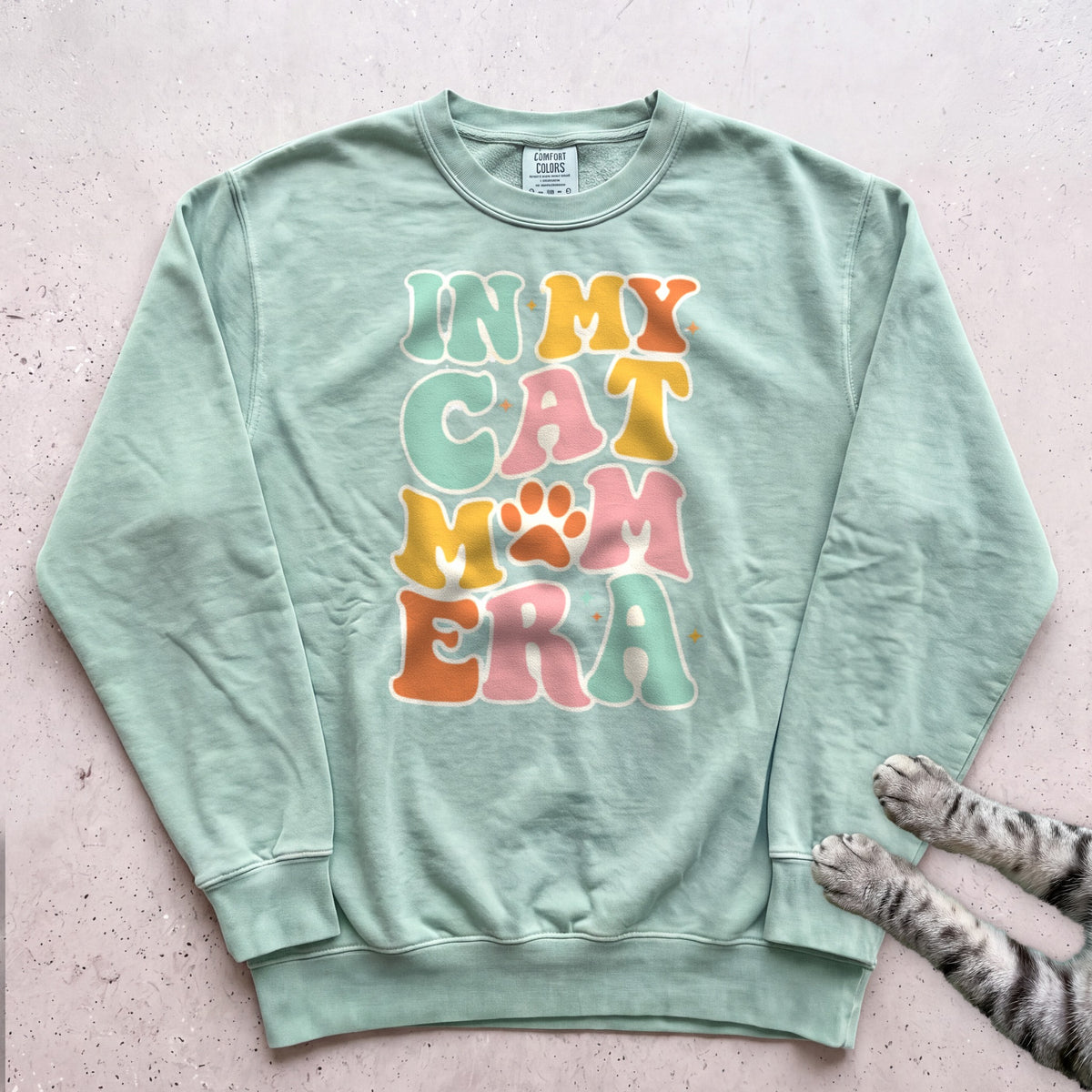 In My Cat Mom Era Sweatshirt - Light Green