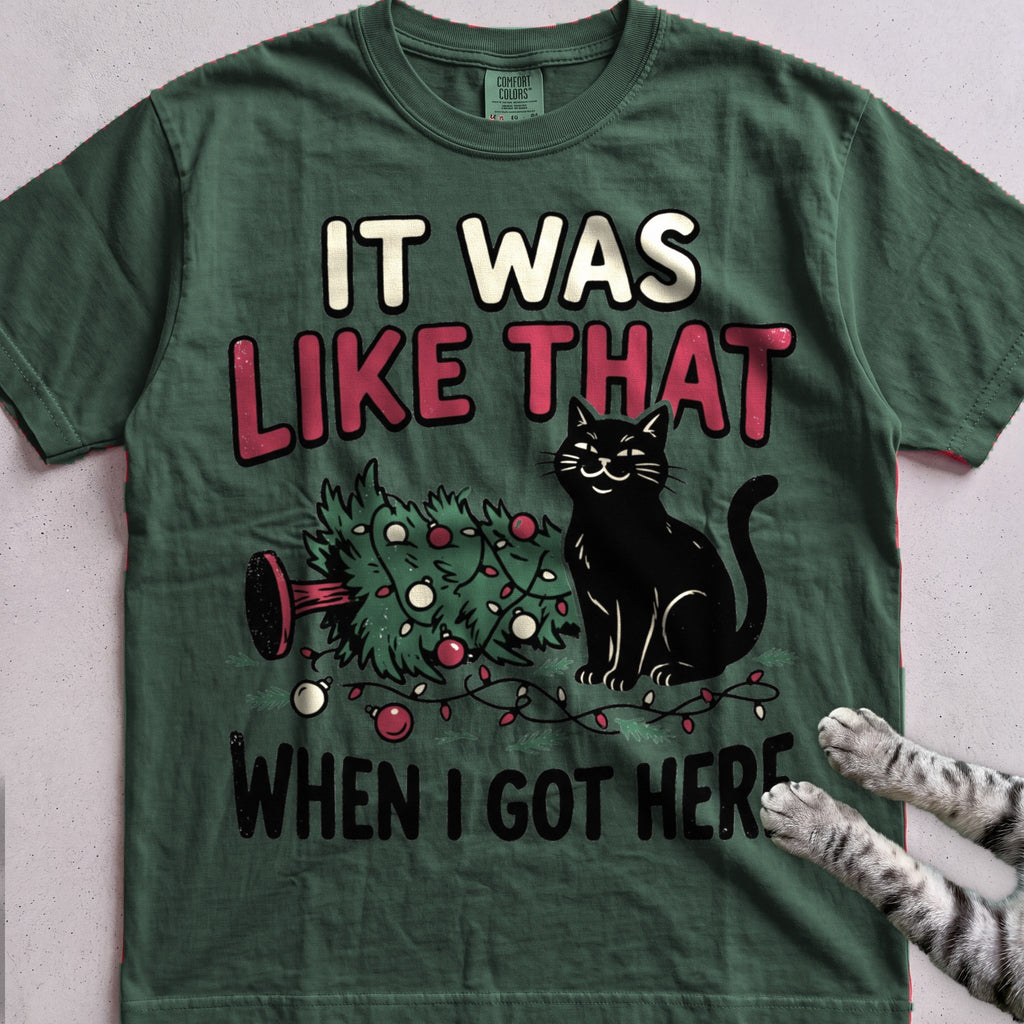 It Was Like That When I Got Here Cat T-Shirt - Blue Spruce