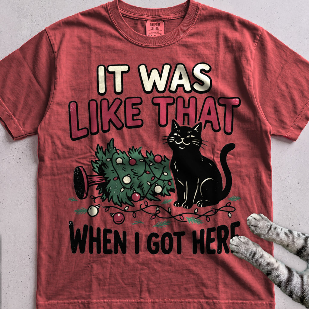 It Was Like That When I Got Here Cat T-Shirt - Crimson