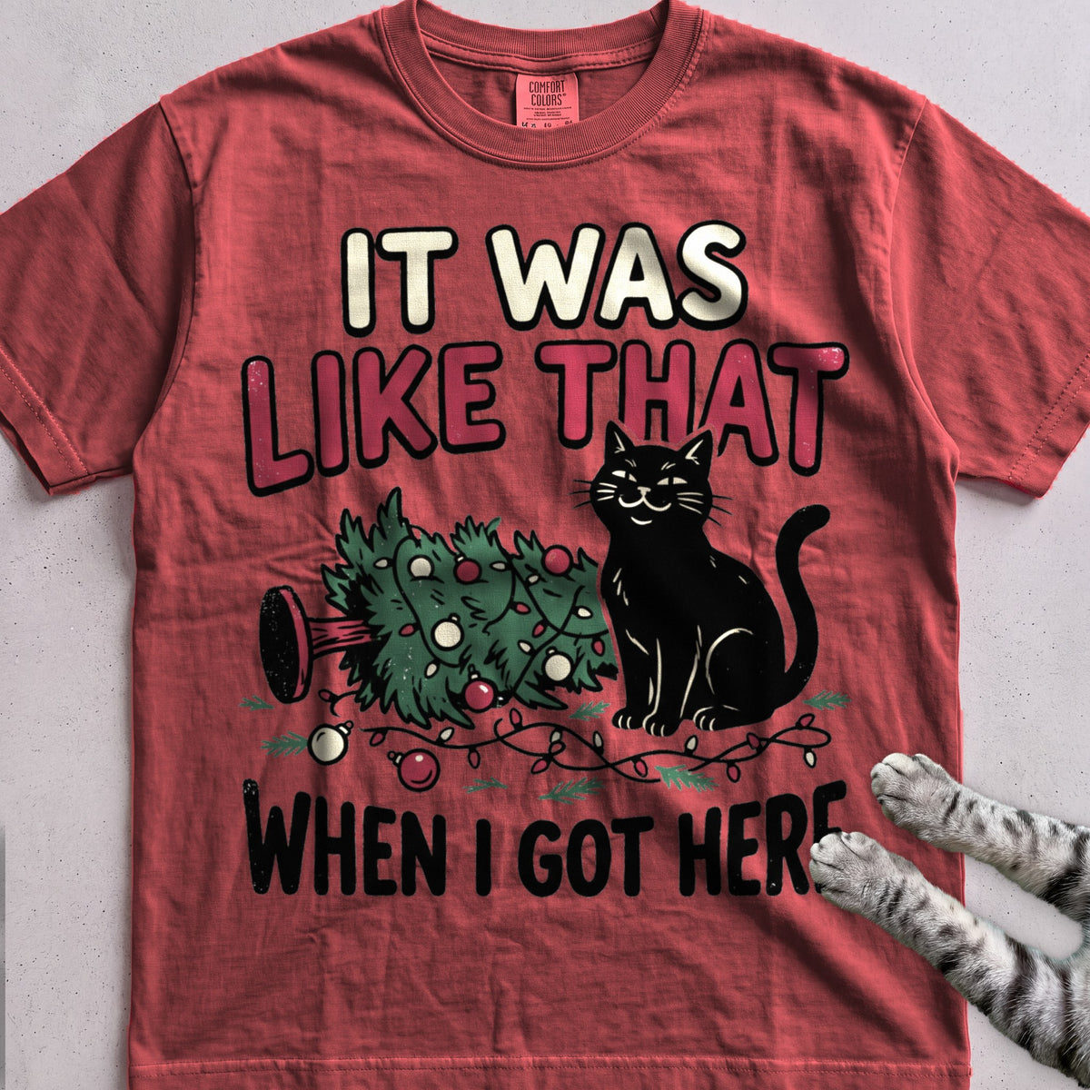 It Was Like That When I Got Here Cat T-Shirt - Crimson
