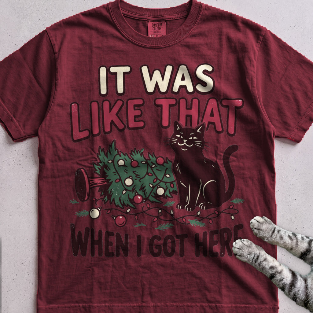 It Was Like That When I Got Here Cat T-Shirt - Wine