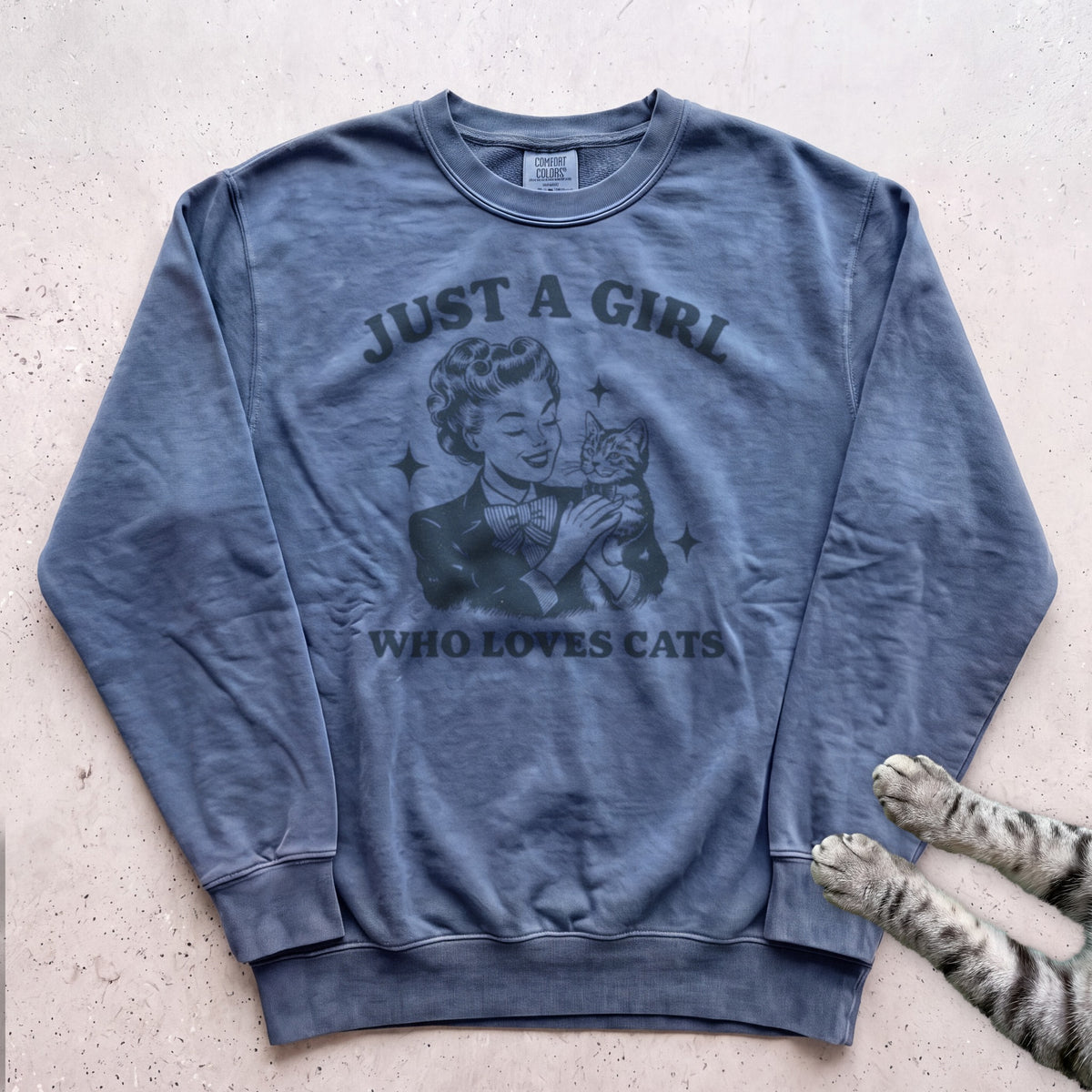 Just a Girl Who Loves Cats Sweatshirt - Blue Jean