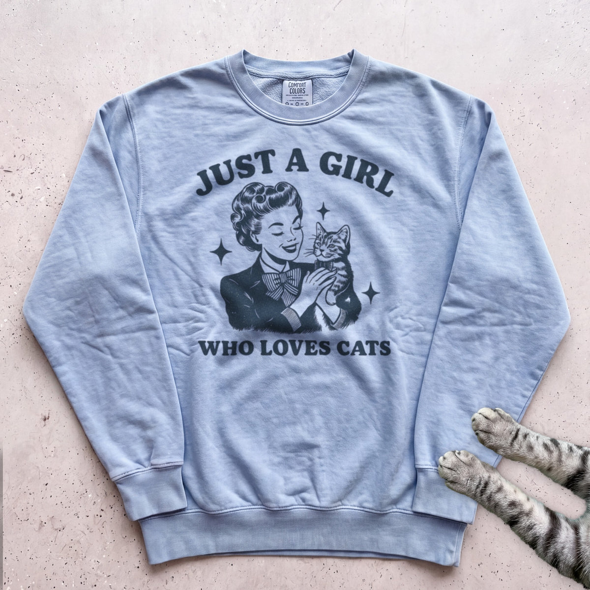 Just a Girl Who Loves Cats Sweatshirt - Chambray