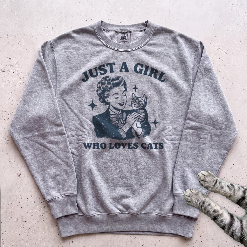 Just a Girl Who Loves Cats Sweatshirt - Grey