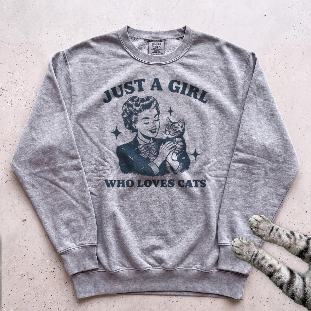 Just a Girl Who Loves Cats Sweatshirt - Grey