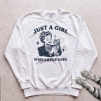 Just a Girl Who Loves Cats Sweatshirt - White