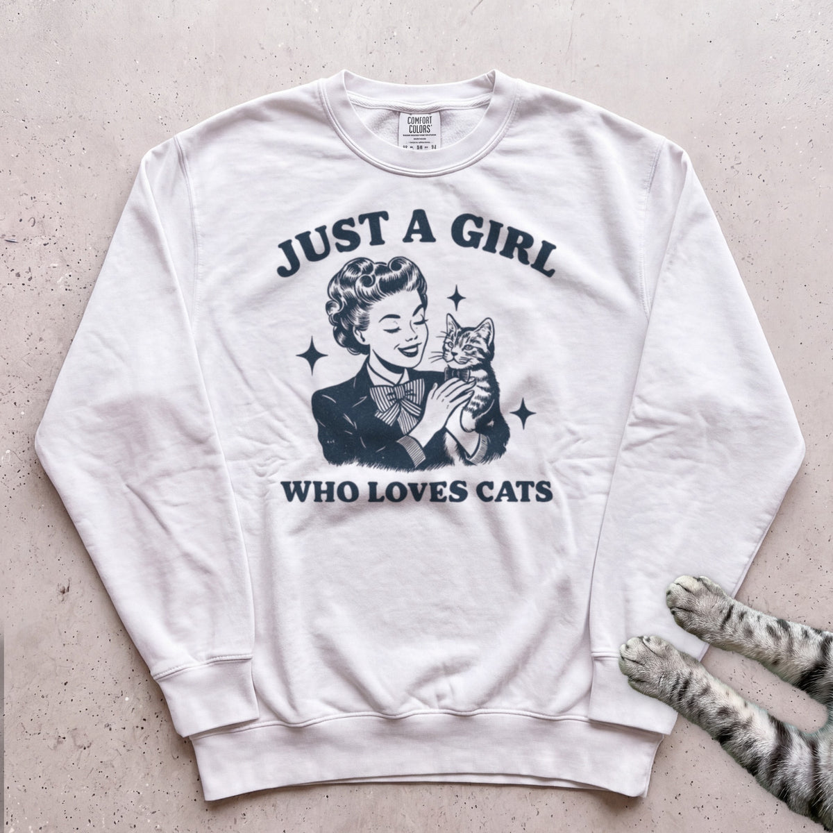 Just a Girl Who Loves Cats Sweatshirt - White