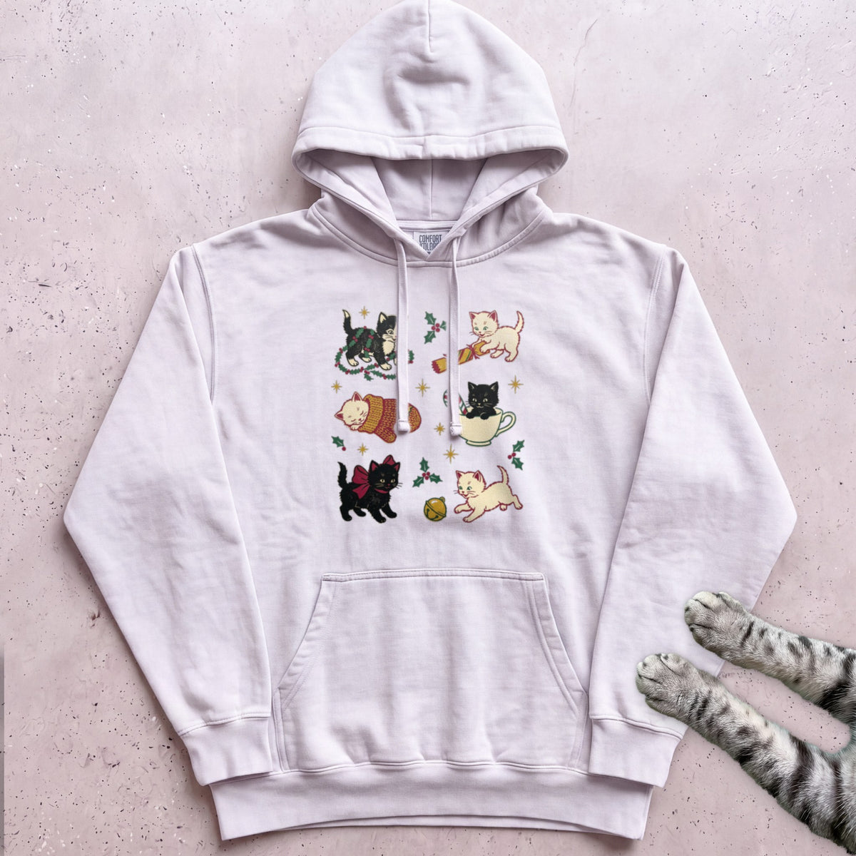 Kitten Chaos Cat Hoodie - White
