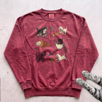 Kitten Chaos Cat Sweatshirt - Crimson