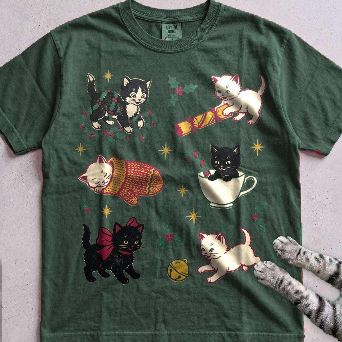 Kitten Chaos Cat T-Shirt - Blue Spruce