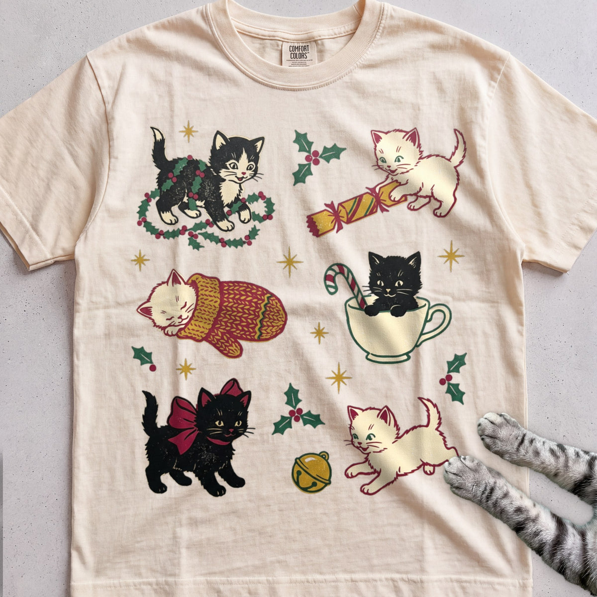 Kitten Chaos Cat T-Shirt - Ivory