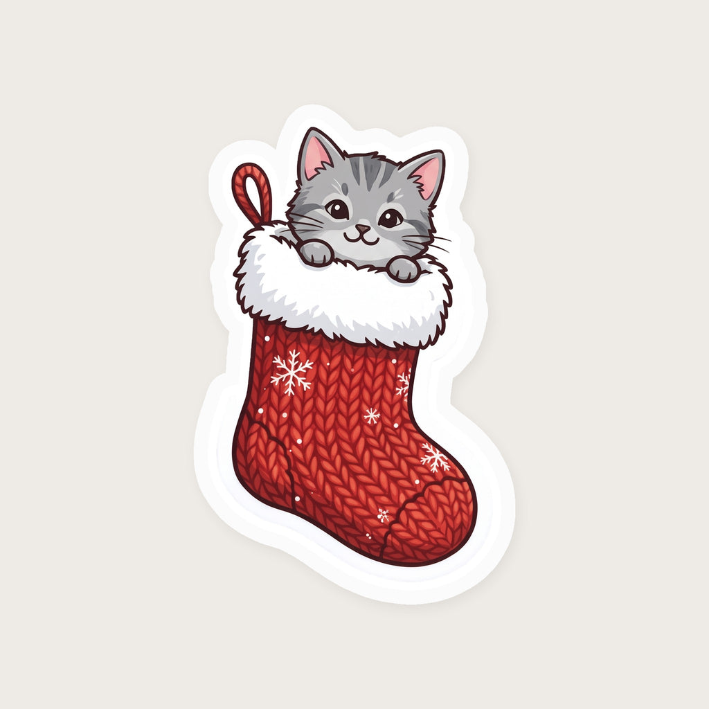 Kitten in a Stocking Sticker print detail