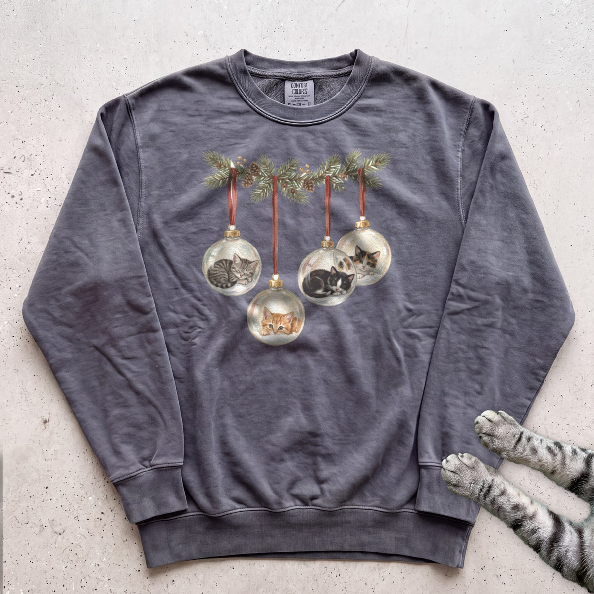 Kittens in Glass Baubles Sweatshirt - Pepper
