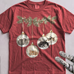 Kittens in Glass Baubles T-Shirt - Crimson