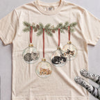 Kittens in Glass Baubles T-Shirt - Ivory