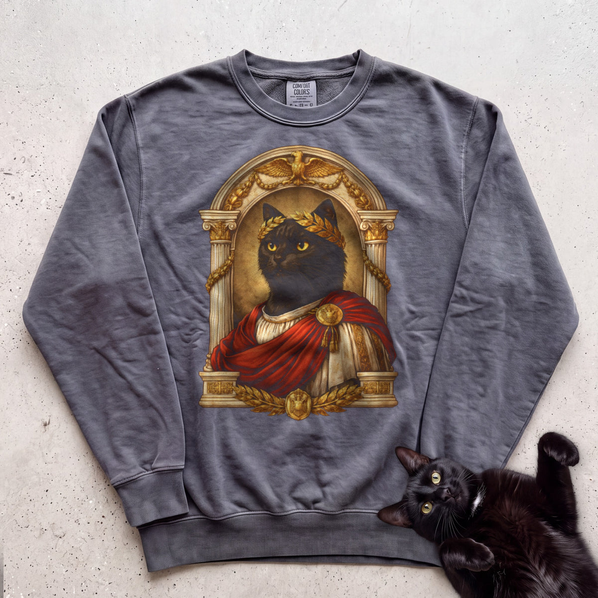 Laureled Emperor Cat Portrait Personalized Sweatshirt - Pepper