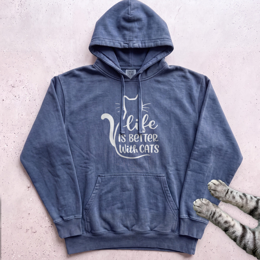 Life Is Better With Cats Hoodie - Denim