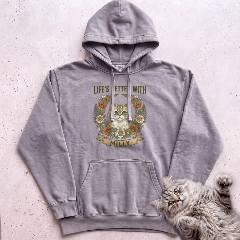 Life is Better With Your Cat Customizable Personalized Hoodie - Grey