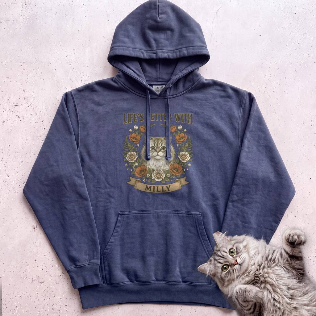 Life is Better With Your Cat Customizable Personalized Hoodie - True Navy