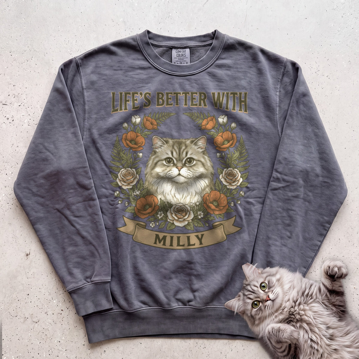 Life is Better With Your Cat Customizable Personalized Sweatshirt - Pepper