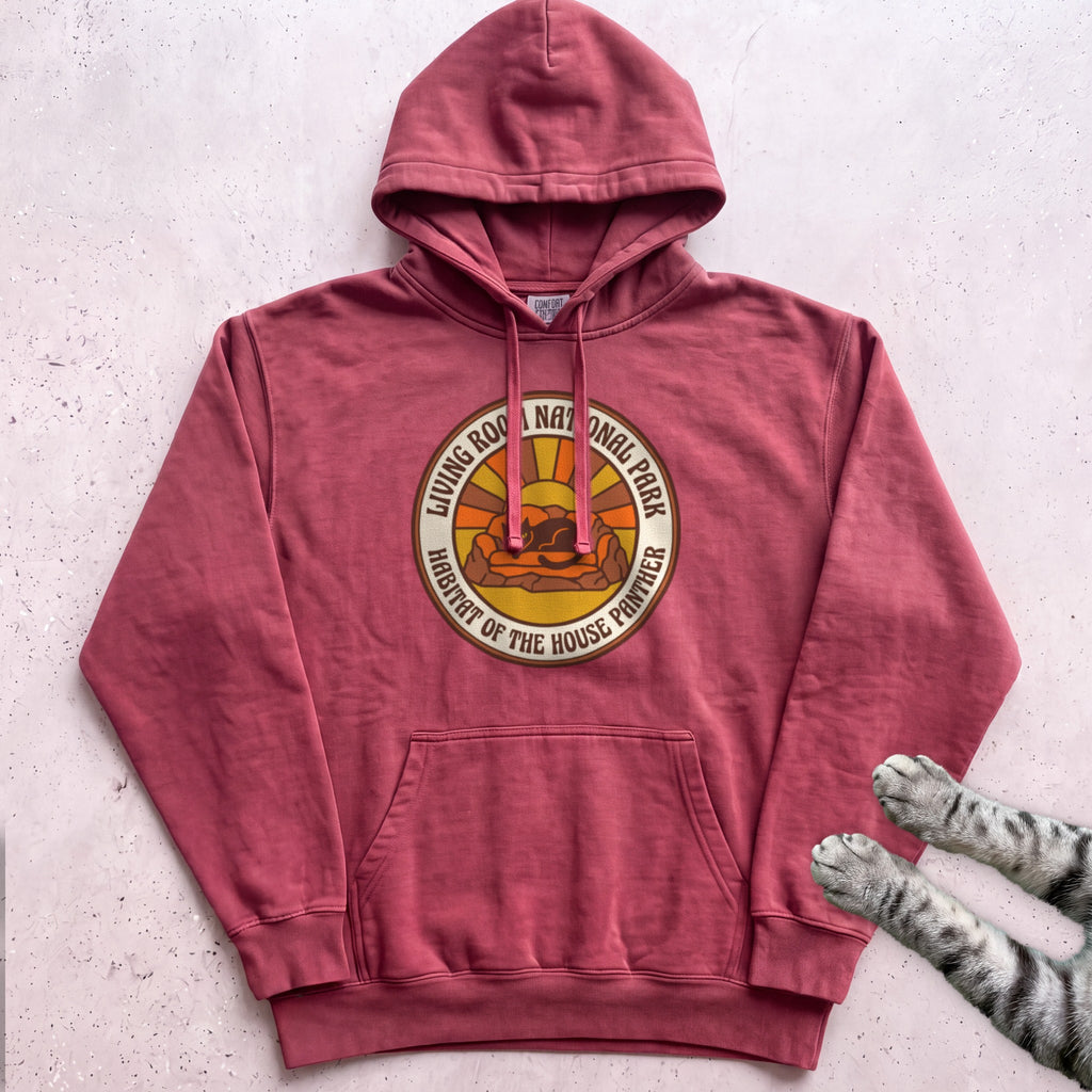 Living Room National Park Cat Hoodie - Crimson