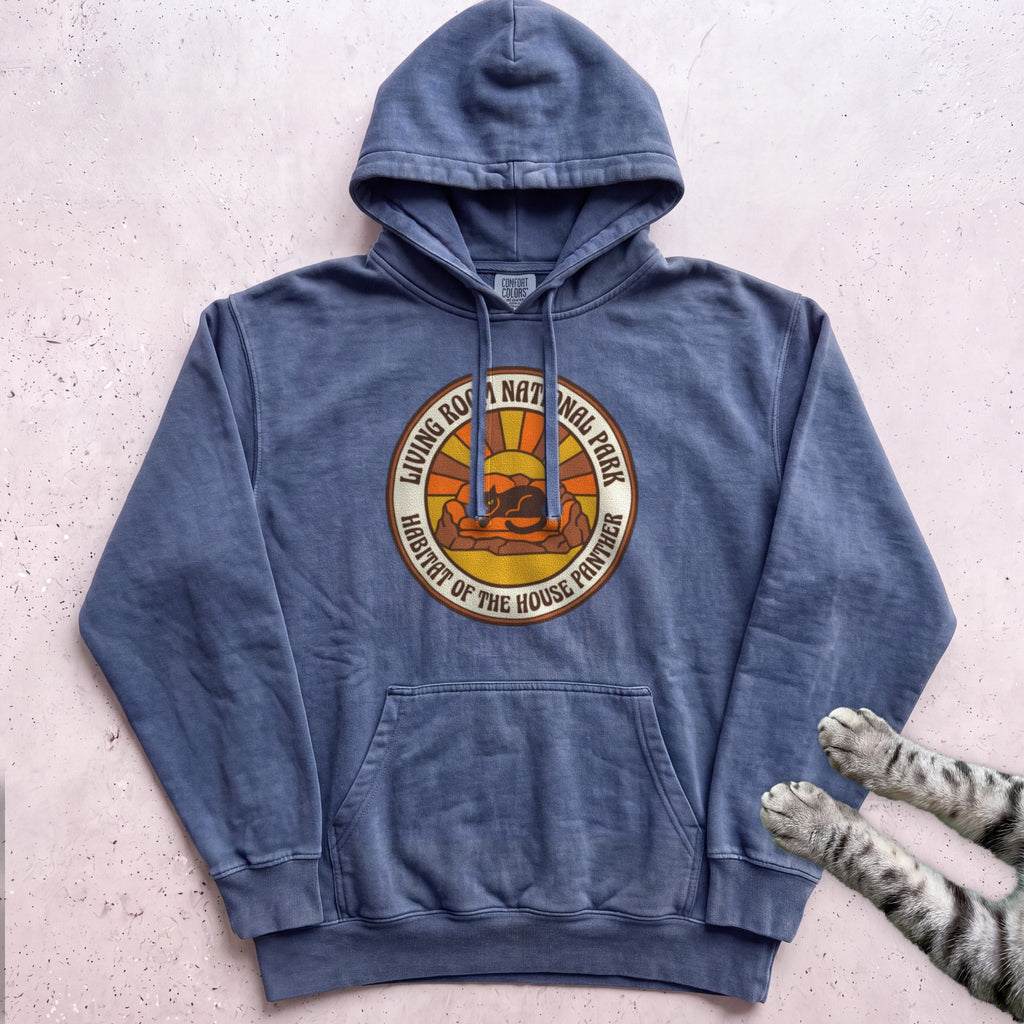 Living Room National Park Cat Hoodie - Denim