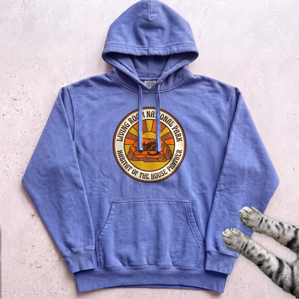 Living Room National Park Cat Hoodie - Flo Blue