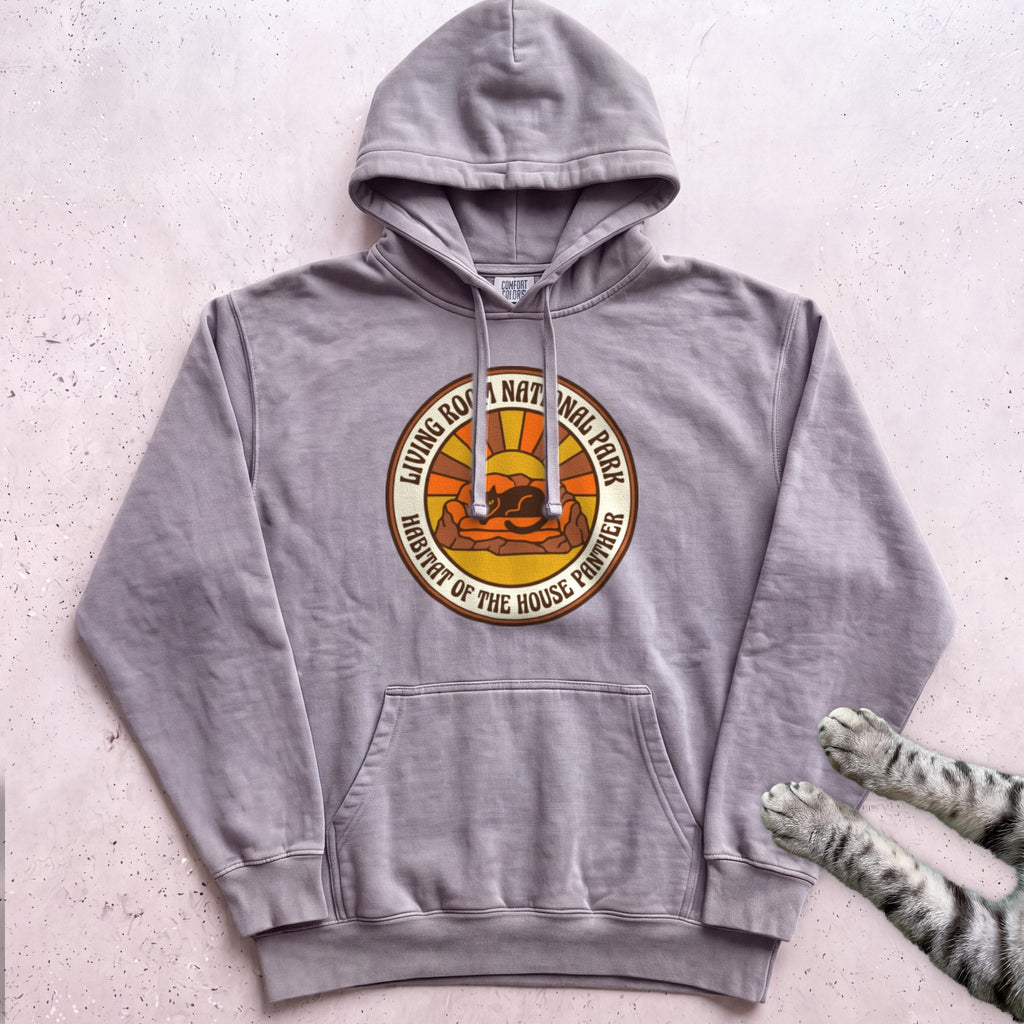Living Room National Park Cat Hoodie - Grey